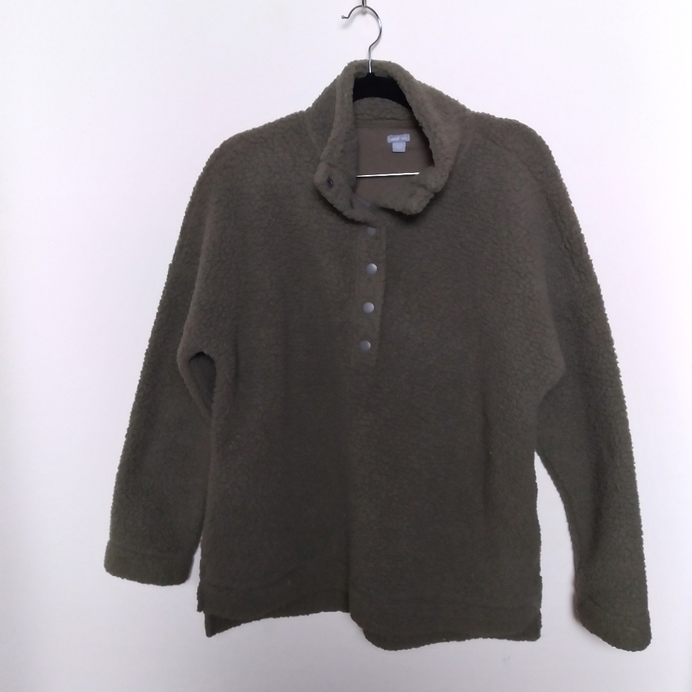 Aerie Dark Green Quarter Snap Cloud Sherpa Fleece Pullover Xs